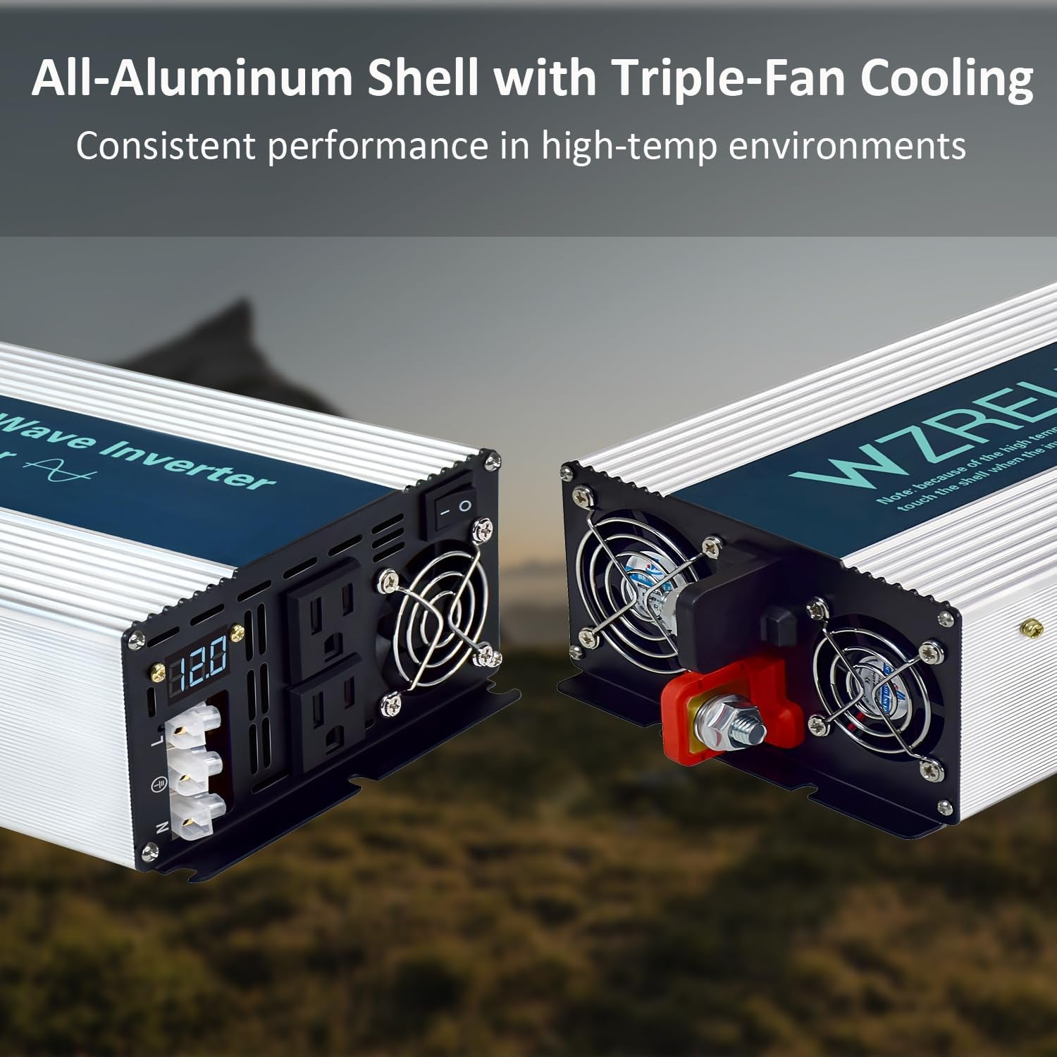 2500W Pure Sine Wave Inverter, Car Power Inverter 12V DC to 110V 120V AC Converter for RV, Truck, Solar, Outdoor with Dual AC Outlets, Hardwire Port, Surge 5000W, LED Display,Off-Grid